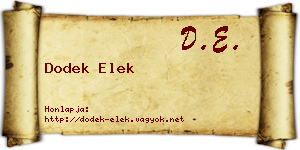 Dodek Elek névjegykártya